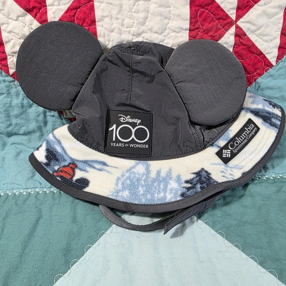 Columbia Disney Bucket Hat Kids Toddler O/S Black Excellent Mickey Ears Fleece